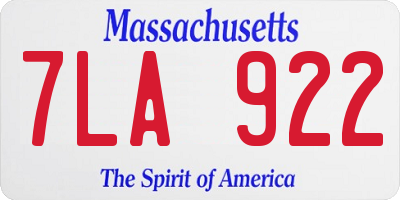 MA license plate 7LA922