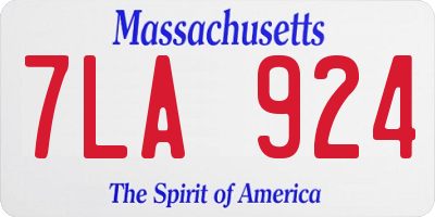 MA license plate 7LA924