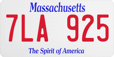 MA license plate 7LA925