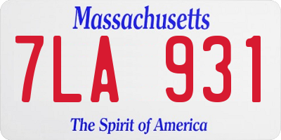 MA license plate 7LA931