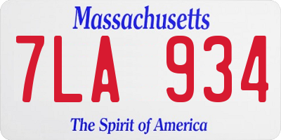 MA license plate 7LA934