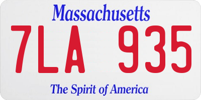 MA license plate 7LA935