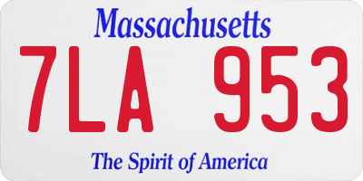 MA license plate 7LA953