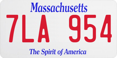 MA license plate 7LA954