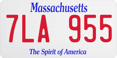 MA license plate 7LA955