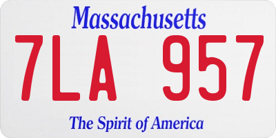 MA license plate 7LA957