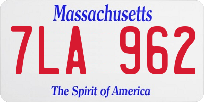 MA license plate 7LA962
