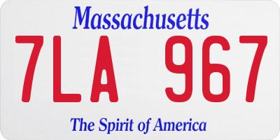 MA license plate 7LA967