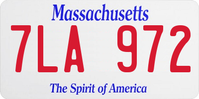 MA license plate 7LA972