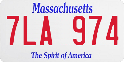 MA license plate 7LA974