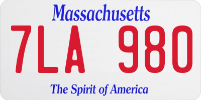 MA license plate 7LA980