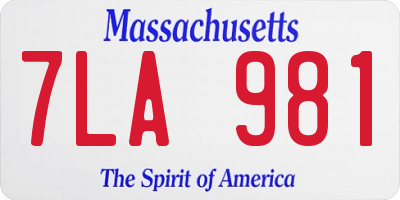 MA license plate 7LA981