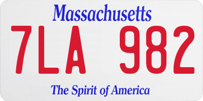 MA license plate 7LA982