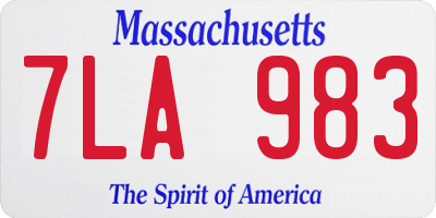 MA license plate 7LA983
