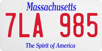 MA license plate 7LA985