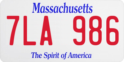 MA license plate 7LA986