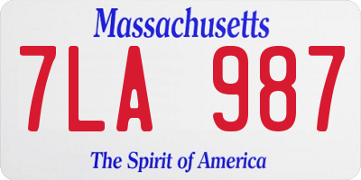 MA license plate 7LA987