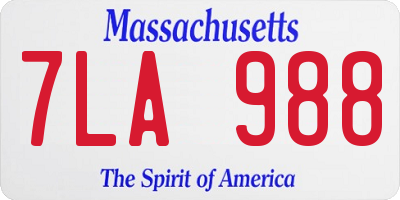 MA license plate 7LA988