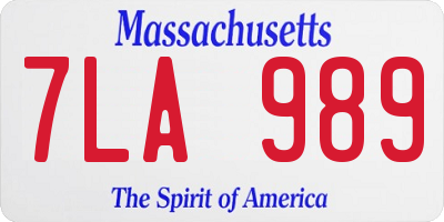 MA license plate 7LA989