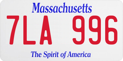 MA license plate 7LA996
