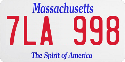 MA license plate 7LA998