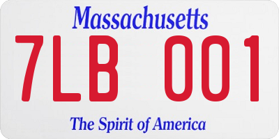 MA license plate 7LB001