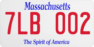 MA license plate 7LB002
