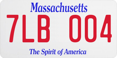 MA license plate 7LB004