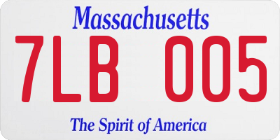 MA license plate 7LB005