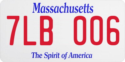 MA license plate 7LB006