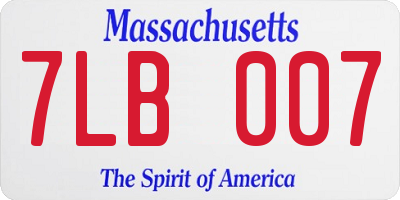MA license plate 7LB007