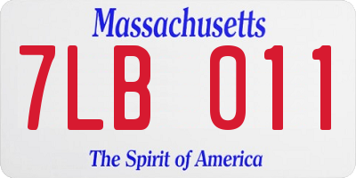 MA license plate 7LB011
