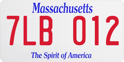 MA license plate 7LB012