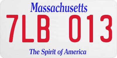 MA license plate 7LB013