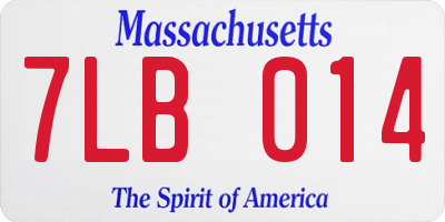 MA license plate 7LB014
