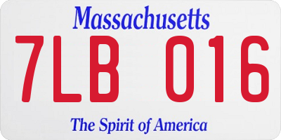 MA license plate 7LB016