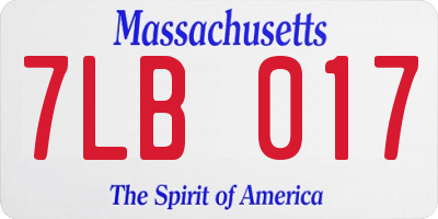 MA license plate 7LB017