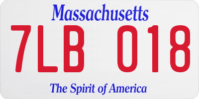 MA license plate 7LB018