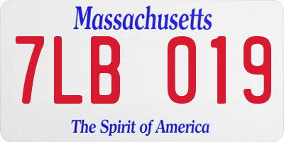 MA license plate 7LB019
