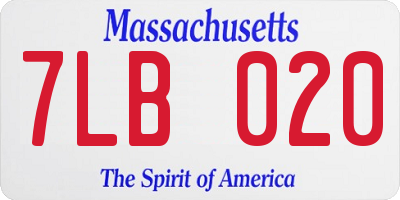 MA license plate 7LB020