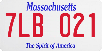 MA license plate 7LB021