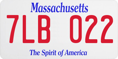 MA license plate 7LB022