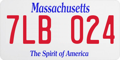 MA license plate 7LB024