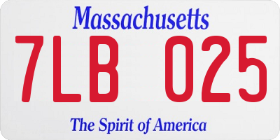 MA license plate 7LB025