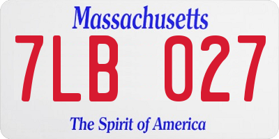 MA license plate 7LB027