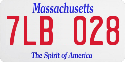 MA license plate 7LB028