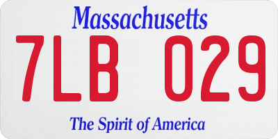 MA license plate 7LB029