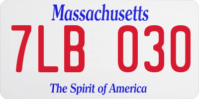 MA license plate 7LB030
