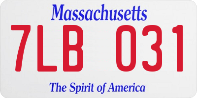 MA license plate 7LB031