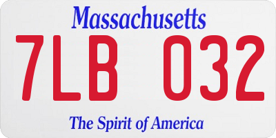 MA license plate 7LB032